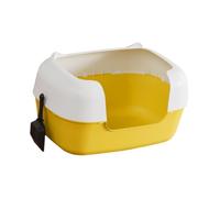 Ｚｉａｌｏｆｉ Arenero para Gatos Inodoro para Mascotas Contenedor de Arena Recipiente de Limpieza Superior Abierta Y Entrada Baja Adecuado para Gatitos Re, Amarillo