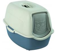Arenero para Gatos Rotho My Pet Bailey Eco Toilet - Cubierto - Azul y Blanco - Filtro de Carbón Activo