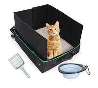 Arenero portátil para Gatos | Caja de para Gatos de Viaje con Fondo Duro | a Prueba de Fugas e Impermeable con Tapa y asa de Transporte fácil de Transportar para Hotel, avión o Viaje | para