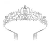 arenmi Elegantes coronas de princesas para adultos y niños, aleación y diamantes de imitación brillantes, decoración para el cabello para ocasiones especiales