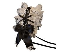arenmi Tocado de encaje con lazo para mujer, accesorios para el cabello para cosplay, para criadas y niñas, dulce diadema para el cabello