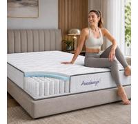 Arensberger Jana Colchón de 90 x 190 cm, colchón de muelles ensacados de 20 cm con 2 cm de espuma de gel NANOCELL®, dureza H3 de 7 zonas, colchón de muelles elásticos, colchón enrollable, certificado