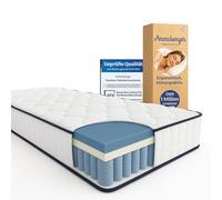 Arensberger Lena Colchón de muelles con espuma viscoelástica, 180 x 200 cm, altura 21 cm, dureza H3/H4, colchón de muelles ensacados HR, colchón enrollable, ergonómico