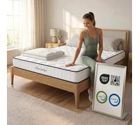 Arensberger Lena Colchón de muelles con espuma viscoelástica, 90 x 200 cm, altura 21 cm, dureza H3/H4, colchón de muelles ensacados HR, colchón enrollable, ergonómico