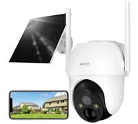 ARENTI 2K/3MP Camara Vigilancia WiFi Exterior Solar con Batería, 2,4GHz Camaras Vigilancia sin Cables,PTZ 355°Camara Seguridad Exterior Inalámbrico, Visión Nocturna Color, Detección Humana AI, IP65