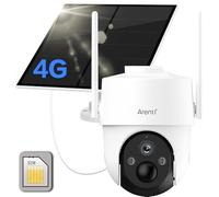 ARENTI 4G LTE Cámara Vigilancia Exterior con SIM Tarjeta, 355° PTZ Cámara Sin Cable con Solar, 2K Cámaras Sin WiFi con Batería 10400 mAh, Detección de Movimiento PIR, Visión Nocturna en Color, IP65