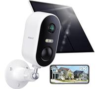 ARENTI Cámara inalámbrica de Seguridad al Aire Libre con Panel Solar, cámara con batería, IP65 Impermeable, Audio de 2 vías, Compatible con Alexa, Google,White