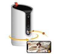 Arenti Cámara para Perros 360° para Mascotas, 2 K, dispensador automático de Comida con expulsión de golosinas con aplicación, cámara para Gatos, visión Nocturna, Audio bidireccional, detección de