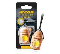 AREON Fresco Sport Lux Platinum Ambientador de Aire del Coche Colgando Espejo Retrovisor Botella de Vidrio Madera Gadget 3D Decoración Interior Casa Oficina Olores (Platino Paquete de 1)