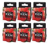 AREON Ken Ambientador Coche Fresa Olor Fruit Dulce Aire Lata Debajo Asiento Rojo 3D (Pack de 6)