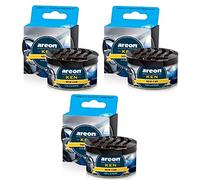 AREON Ken Ambientador de Coche Nuevo New Car Olor Aroma Azul Lata Debajo Asiento Aire 3D (Pack de 3)