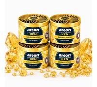 AREON Ken - Ambientador para automóvil, cristal dorado, fragancia de larga duración, desodorante fragante portátil con salida de olor ajustable, accesorios y elementos esenciales para automóvil, latas