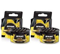 AREON Ken Ambientador Vainilla Negra Coche Aire Olor Dulce Lata Debajo Asiento 3D (Pack de 2)
