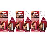 AREON Liquido Ambientador Canela Manzana Coche Casa Olor Fruit Perfume Mini Colgar Colgante Rojo Retrovisor Oficina 3D 5ml (Apple and Cinnamon Pack de 3)