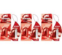 AREON Liquido Ambientador Coche Anti Tabaco Perfume Mini Colgar Colgante Rojo Retrovisor Casa Oficina 3D 5ml (Anti Tobacco Pack de 3)