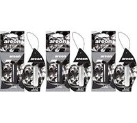 AREON Liquido Ambientador Coche Colgante Cristal Negro Olor Perfume Mini Colgar Retrovisor Casa Oficina 3D 5ml (Black Crystal Pack de 3)