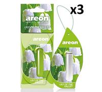 AREON Liquido Ambientador Coche Lirio de Los Valles Flor Olor Casa Perfume Mini Colgar Colgante Blanco Retrovisor Oficina 3D 5ml (Lily of The Valley Pack de 3)