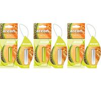 AREON Liquido Ambientador Coche Melón Olor Fruit Casa Perfume Mini Colgar Colgante Verde Retrovisor Oficina 3D 5ml (Melon Pack de 3)