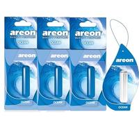 AREON Liquido Ambientador Oceano Coche Casa Olor Perfume Mini Colgar Colgante Azul Retrovisor Oficina 3D 5ml (Ocean Pack de 3)