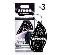 AREON Mon - Ambientador colgante para coche, color negro, paquete de 3