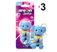 AREON Smile Ambientador Coche Olor Nuevo New Car Aire Divertido Mini Decorativo Colgar Colgante Retrovisor Azul Elefante Moderno Muñeco Grasioso Original Perfume 3D Casa Oficina (Pack de 3)