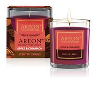 areon Vela aromática en vaso de cristal, colección prémium, duración de combustión de hasta 25 horas, aroma de manzana y canela