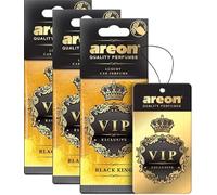 AREON VIP - Ambientador colgante de cartón para coche, hogar y oficina, perfume de colonia premium con fragancias naturales, aroma de larga duración, fresco y lujoso, diseño elegante, Black King,
