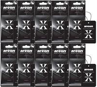 Areon X Version - Ambientador de coche para colgar en espejo, color negro, paquete de 10 unidades