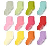 ARERWA Calcetines antideslizantes para niños, 12 pares, calcetines antideslizantes para niños, mezcla de algodón, calcetines para niños de 1 a 10 años, #2 Doce colores, 5-7 años