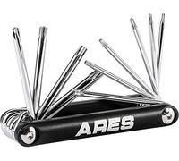ARES 44000-10 piezas a prueba de manipulación plegable Star Key Set - tamaños incluyen T-6 a T-30 - construcción de acero CR-V resistente a la corrosión