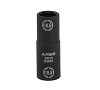 ARES 59019-1/2" Drive 18,5 x 19,5 mm de tamaño medio - Tubo abatible de acero cromado de grado de impacto - Quitar tuercas de orejeta con tapa cromada deformadas, dañadas e hinchadas