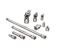 ARES 71270 - Juego de accesorios de 10 piezas - Acero al cromo vanadio premium con acabado espejo - Incluye adaptadores de enchufe, extensiones y juntas universales