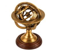 Ares India 5 Nautical Brass Armillary Sphere World Globe Rosewood Base Table Decor Gift