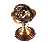 Ares India 5 Nautical Brass Armillary Sphere World Globe Rosewood Base Table Decor Gift