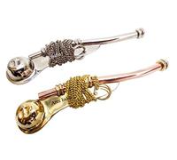 Ares India - Silbato de latón para barco de 5 pulgadas con cadena Bosun Call Pipe Nautical - Juego de 2