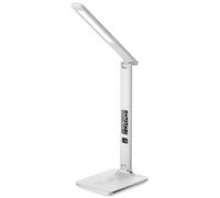 Ares LED Escritorio Lámpara Con Inalámbrico Cargador & Reloj, Blanco - Groov-E