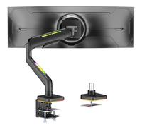 ARES WING Ergonomic Brazo de Monitor RGB para Juegos para monitores Planos/ultraanchos/curvos de 17 a 49 Pulgadas con Resorte de Gas, Capacidad de Carga de hasta 20 kg, diseñado para Gamer, Negro