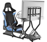 ARES WING Sim Racing Cockpit con soporte para monitor, soporte de rueda con asiento, simulador compatible con Fanatec, Thrustmaster, Logitech, Moza Racing Games en PS5, PS4, Xbox y PC