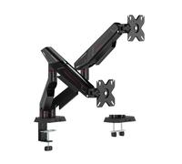 ARES WING Soporte de monitor para 2 monitores para pantallas de 17 - 35 pulgadas, brazo doble para monitor con capacidad de carga de 2 - 12 kg, altura ajustable, soporte VESA de 75/100 mm, color negro