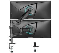 ARES WING Soporte de monitor para 2 monitores para pantallas planas y curvas de 17 - 40 pulgadas, soporte para 2 monitores, muelle de gas, altura ajustable, soporte para monitor giratorio, VESA 75/100