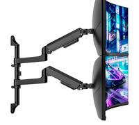 ARES WING Soporte de Pared para 2 monitores de 17"-40" | Brazo de Gas, Para pantallas Ultra Wide, 12 kg por brazo, totalmente ajustable para oficina, PC y juegos