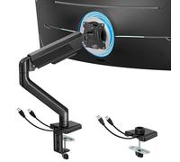 ARES WING Soporte para Monitor con USB A/C para Pantalla Plana Curvada de 17"-40", Altura Ajustable, Brazo de Monitor Capacidad de Carga máx. 12 kg, Soporte VESA de 75/100 mm
