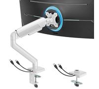 ARES WING Soporte para Monitor con USB A/C para Pantalla Plana Curvada de 17"-40", Altura Ajustable, Brazo de Monitor Capacidad de Carga máx. 12 kg, Soporte VESA de 75/100 mm