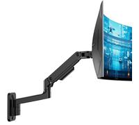 ARES WING Wall Mount Monitor Arm for 17-49 Inch Ultrawide Screens, Heavy Duty Single Monitor Mount Holds 20kgs, Fully Adjustable Gas Spring Wall Mount, 75x75/100x100 VESA Mount, Black