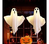 Arespark 2 Piezas Fantasma Decoración, Halloween Luces Led con 3 Modos, Decoración Exterior e Interior, Fantasmas Colgantes para Fiesta, Jardín, Patio