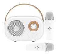 Aresrora Mini máquina de karaoke para niños, altavoz Bluetooth portátil con 2 micrófonos inalámbricos, juguetes para niñas y niños, juego de altavoces retro, sonido estéreo, graves mejorados para