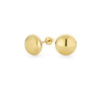 arete clásicos pequeños pequeños de oro amarillo de 14 quilates con botón redondo para mujer, de 8 mm