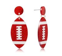 Aretes colgantes de fútbol para mujer, con brillantina, color del equipo de la NFL, para mamá, Super Bowl, idea de regalo de Navidad, uso diario, marrón, blanco, rojo, blanco, joyería para fanáticos