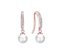 Aretes colgantes de perlas chapados en oro rosa creados con cristales de Zircondia®