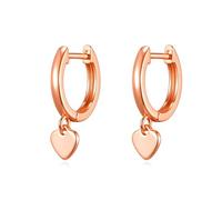 Aretes de aro con dije de corazón chapado en oro rosa